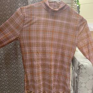 Sheer plaid long sleeve